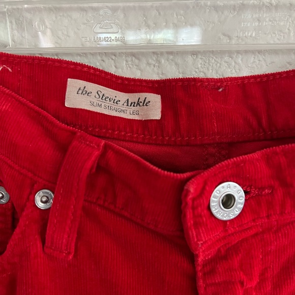 Ag Stevie Ankle Slim Straight Red Corduroy Pant - Picture 5 of 12